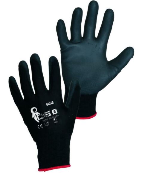 rukavice textil/PU černé/modrá 1 pár vel. 8